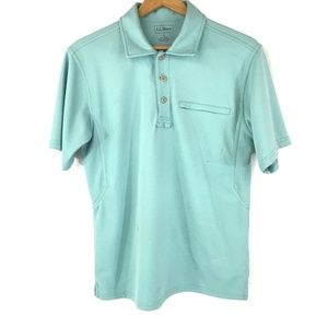 LL Bean Mens Athletic Polo Shirt Blue Sz S